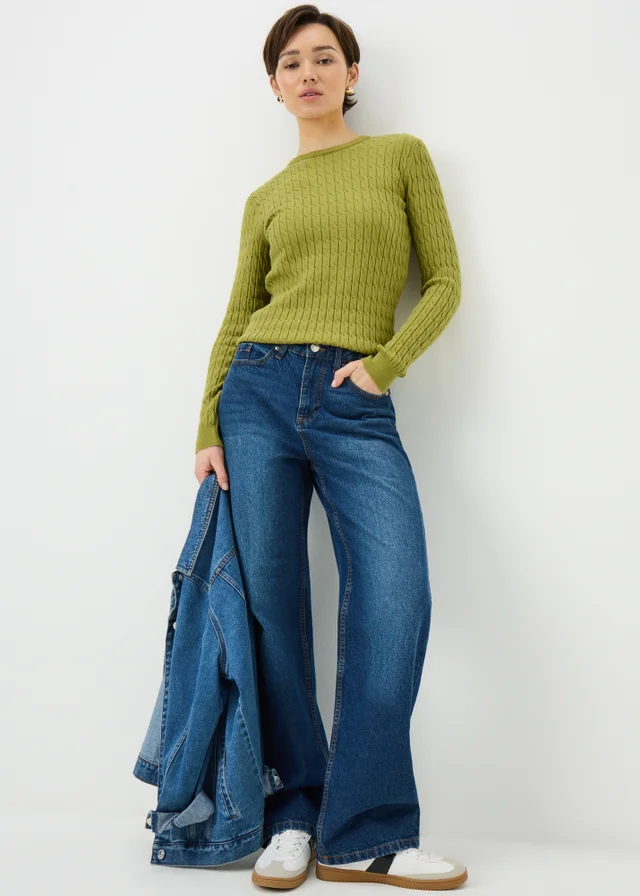 Olive Chocolate Brown Baby Cable Jumper