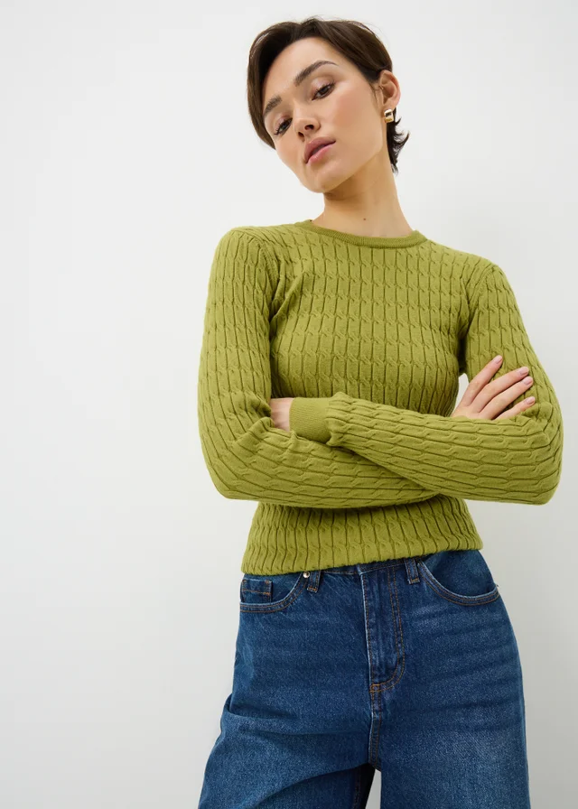 Olive Chocolate Brown Baby Cable Jumper