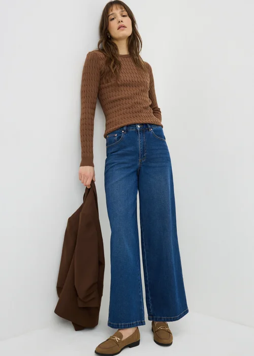 Chocolate Brown Baby Cable Jumper - Size 8 Image 2