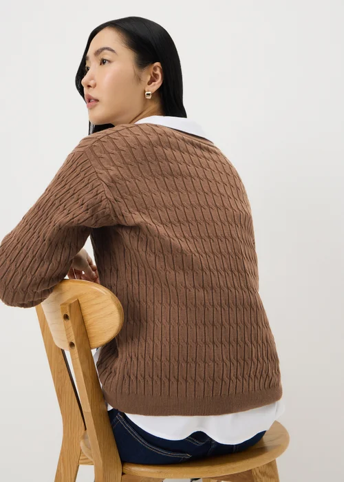 Chocolate Brown Oversized Baby Cable Jumper - Size 8 Image 3