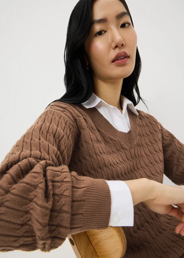 Chocolate Brown Oversized Baby Cable Jumper