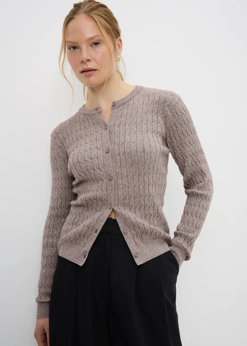 Mocha Cable Knit Cardigan - Size 8 Image 1