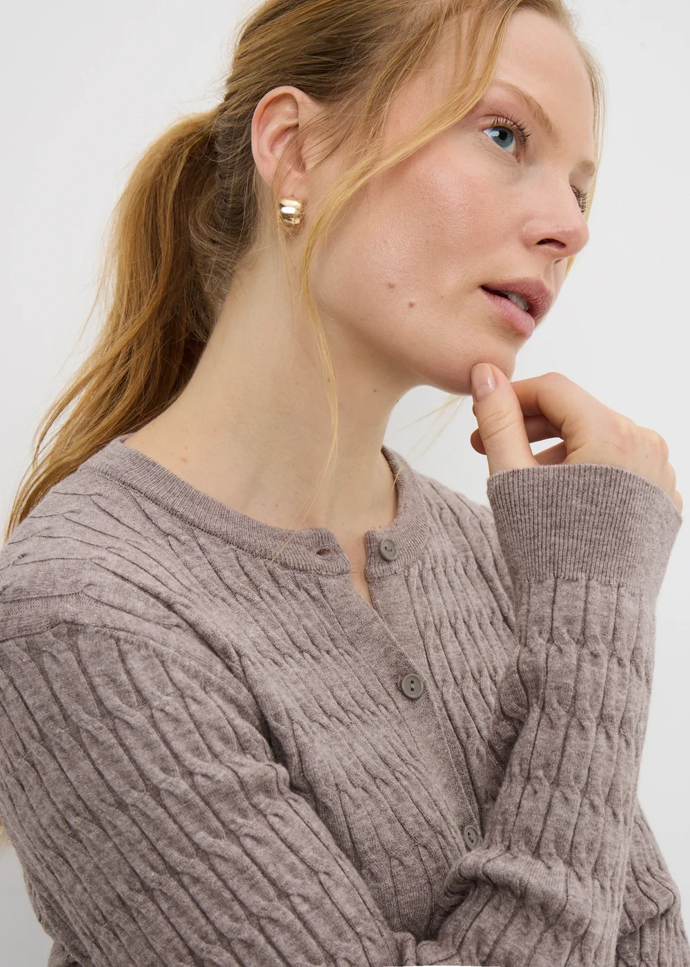 Mocha Cable Knit Cardigan - Size 8 Image 2