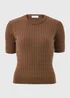 Chocolate Brown Short Sleeve Baby Cable Jumper - Size 8 Image 4