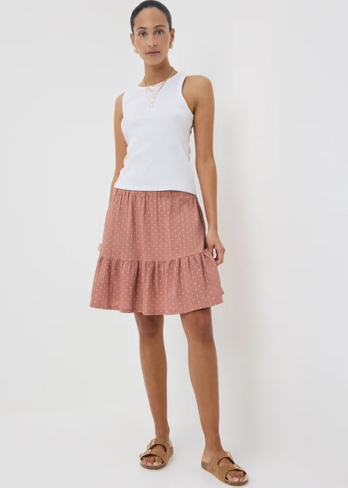 Pink Polka Dot Woven Textured Mini Skirt - 22 Image 2