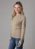 French Connection Camel Cosy Soft Touch Crew Neck Raglan Jumper - Small Image 3
