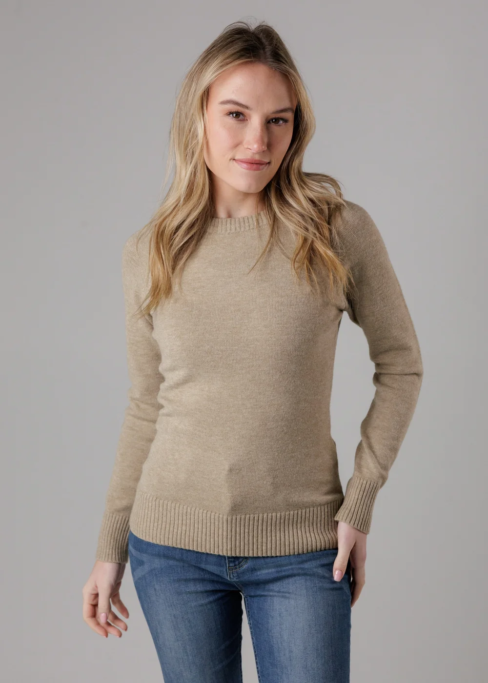 French Connection Camel Cosy Soft Touch Crew Neck Raglan Jumper - Small Image 1