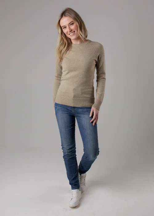 French Connection Camel Cosy Soft Touch Crew Neck Raglan Jumper - Small Image 4