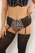 Yours Curve Black Leopard Mesh Detachable Suspender Briefs - Size 22-24 Image 1