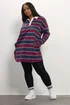 Yours Curve Burgundy Red Stripe Rugby Collar Tunic Top - Size 26-28 Image 2