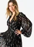 Gini London Black Metallic Print Full Sleeve Maxi Dress - 8 Image 3