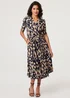 Izabel London Navy Printed Ruched 1/2 Sleeve Midi Dress - 22 Image 1