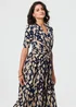 Izabel London Navy Printed Ruched 1/2 Sleeve Midi Dress - 22 Image 4