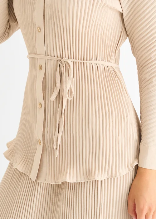 Gini London Beige Plisse Elasticated Waist Maxi Skirt - 6 Image 3