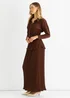 Gini London Chocolate Plisse Elasticated Waist Maxi Skirt - 12 Image 4