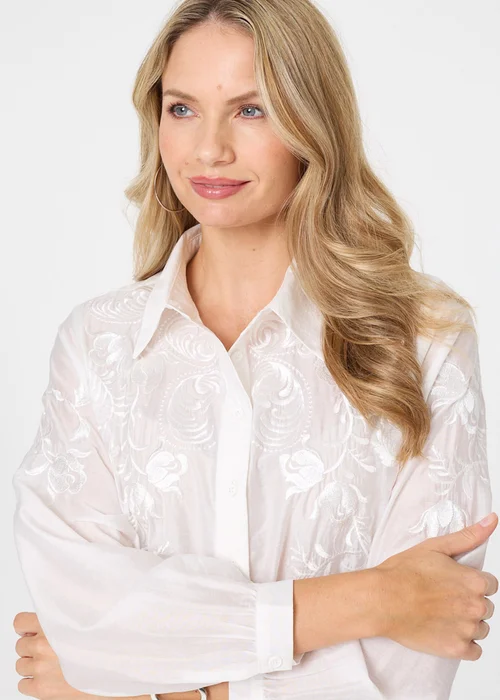 Izabel London White Embroidered Long Sleeve Shirt - 14 Image 3