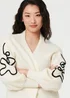 Izabel London Cream Floral Trim Detail Longline Cardigan - 10 Image 3