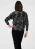 Izabel London Black Sparkly Floral Contrast Trim Jumper - 18 Image 2