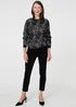 Izabel London Black Sparkly Floral Contrast Trim Jumper - 18 Image 4