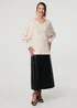 Izabel London Cream Embellished Batwing Sleeve Jumper - 16 Image 4