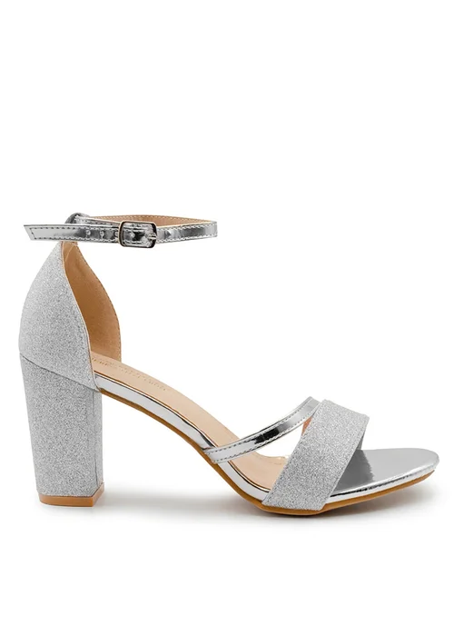 Wheres That From Perla Wide Fit Silver Block Heel Sandals - Size 7 Image 2