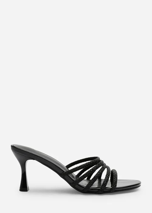 Where's That From Saskia Black Patent Diamante Front Strap Detail Court Heel - Size 7 Image 2