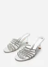 Where's That From Saskia Silver Diamante Front Strap Detail Court Heel - Size 4 Image 4