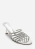 Where's That From Saskia Silver Diamante Front Strap Detail Court Heel - Size 4 Image 3