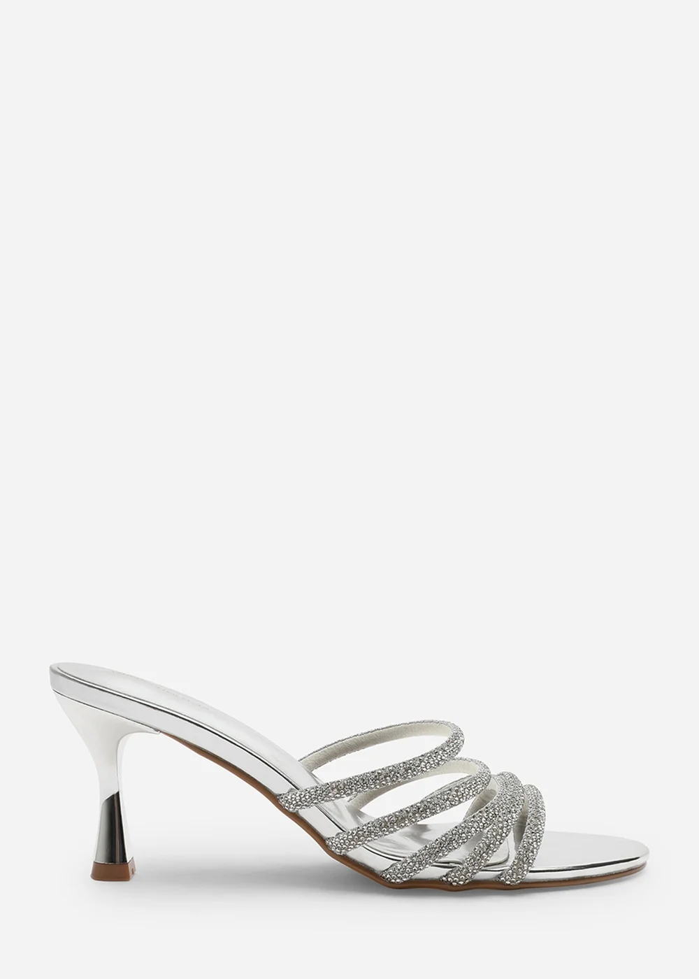 Where's That From Saskia Silver Diamante Front Strap Detail Court Heel - Size 4 Image 2