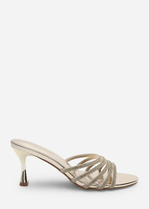 Where's That From Saskia Gold Diamante Front Strap Detail Court Heel - 4 Image 1