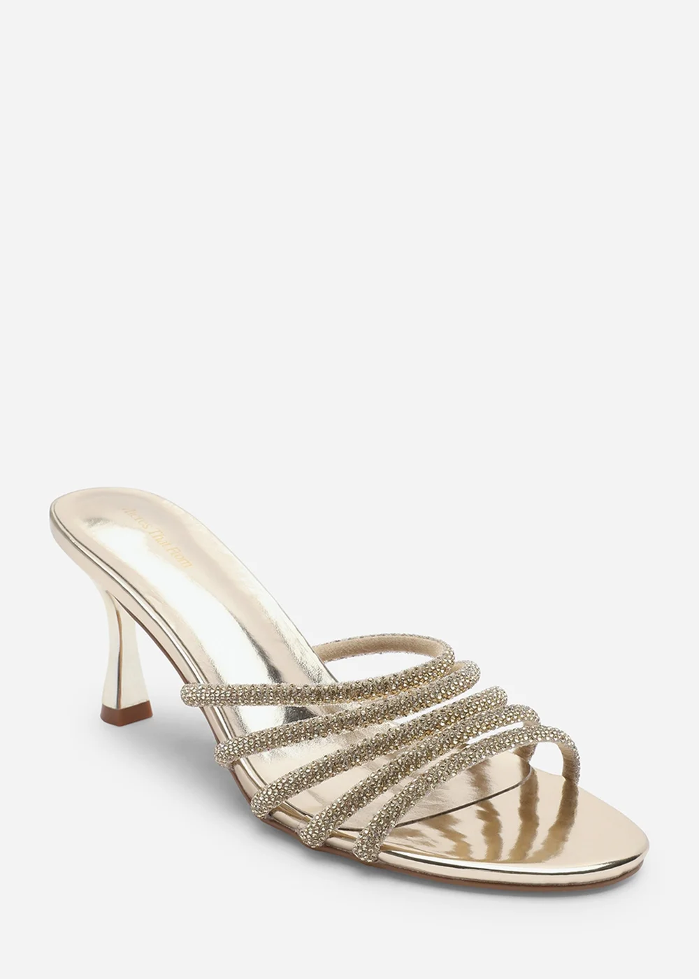 Where's That From Saskia Gold Diamante Front Strap Detail Court Heel - 4 Image 3