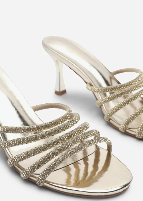 Where's That From Saskia Gold Diamante Front Strap Detail Court Heel - 4 Image 5