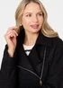 Izabel London Black Textured Asymmetric Biker Jacket - 12 Image 3
