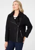 Izabel London Black Textured Asymmetric Biker Jacket - 12 Image 1