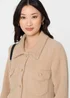Izabel London Beige Textured Button Front Boxy Shacket - S/M Image 3