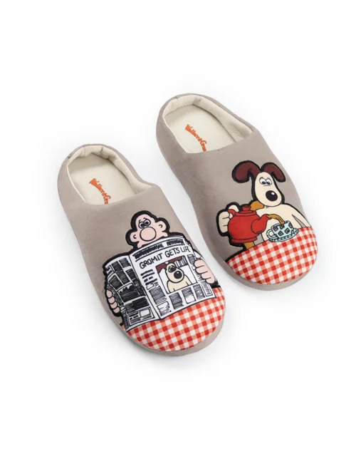 Wallace & Gromit Adult Grey Mule Slippers - Size 3-4 Image 1