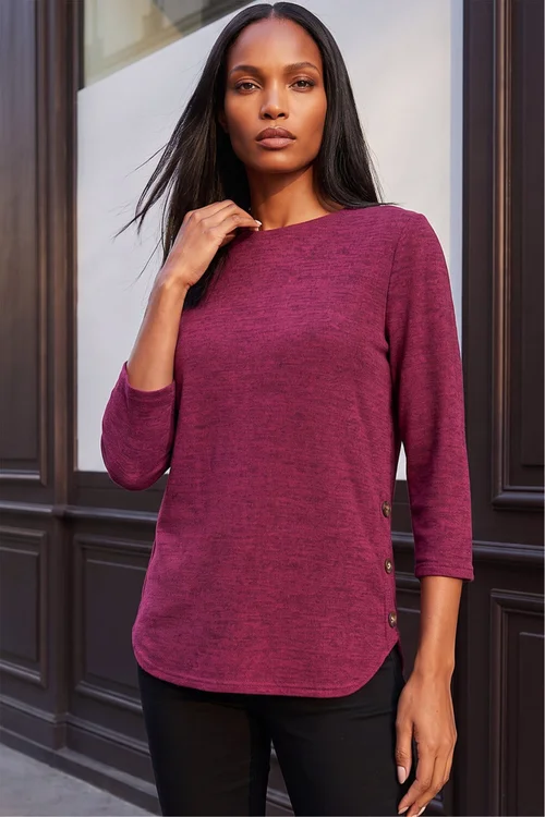 Roman Plum Curved Hem Stretch Top - 12 Image 1