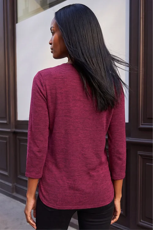 Roman Plum Curved Hem Stretch Top - 12 Image 4