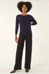 Roman Navy Scalloped Neck Knit Jumper - Size 10 Image 2