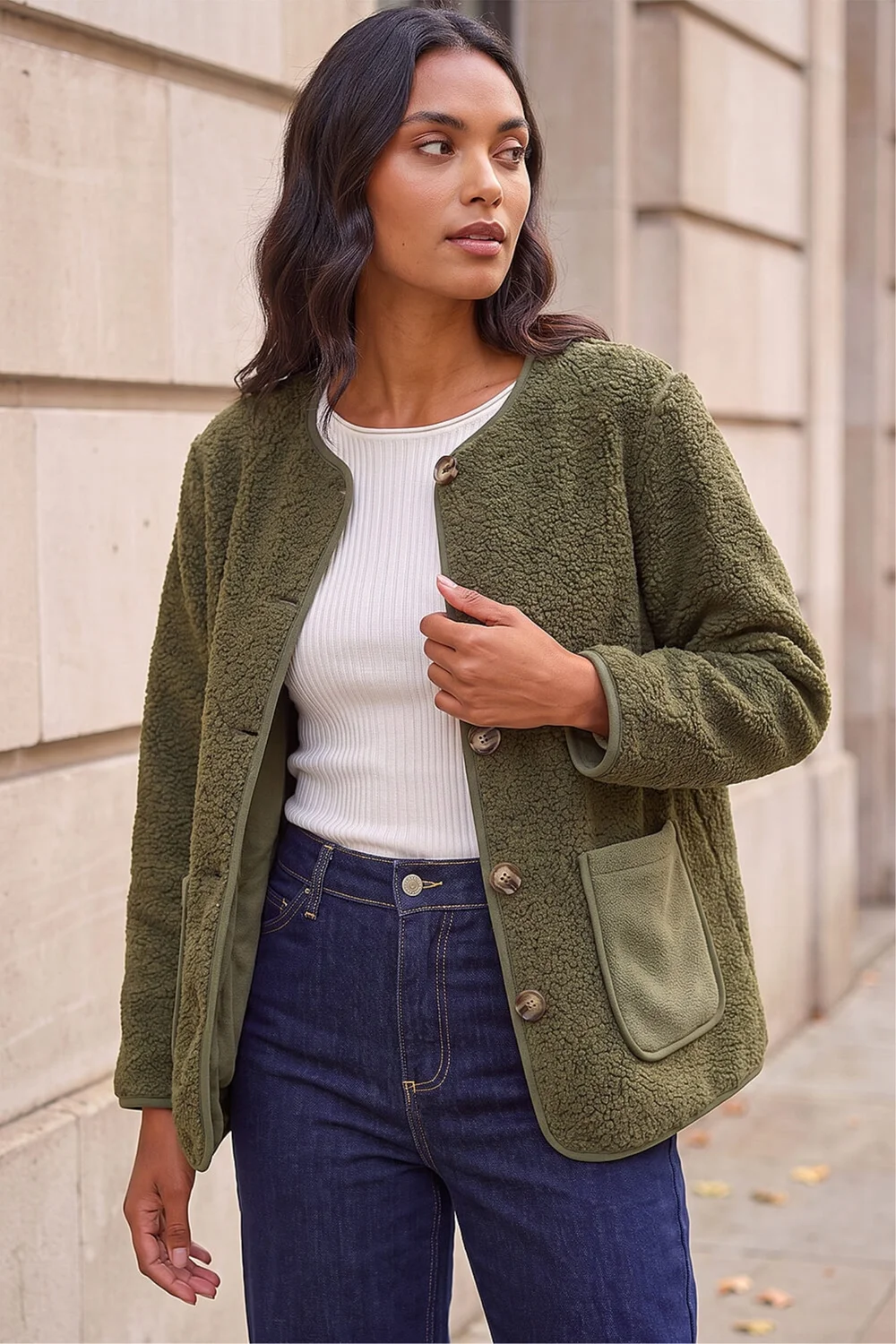 Roman Khaki Fleece Pocket Front Jacket - 14 Image 1