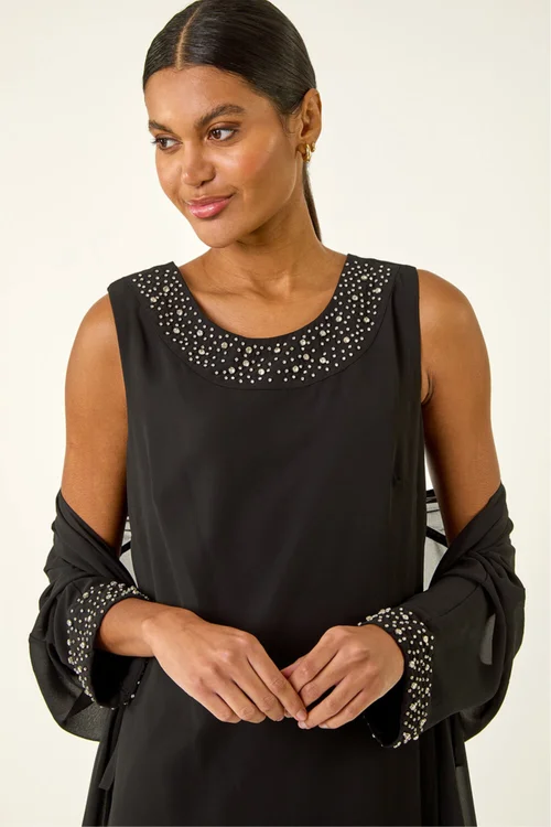 Roman Black Sparkle Shift Dress & Shrug - 18 Image 4