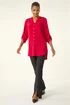 Roman Red Notch Neck Longline Blouse - Size 14 Image 2