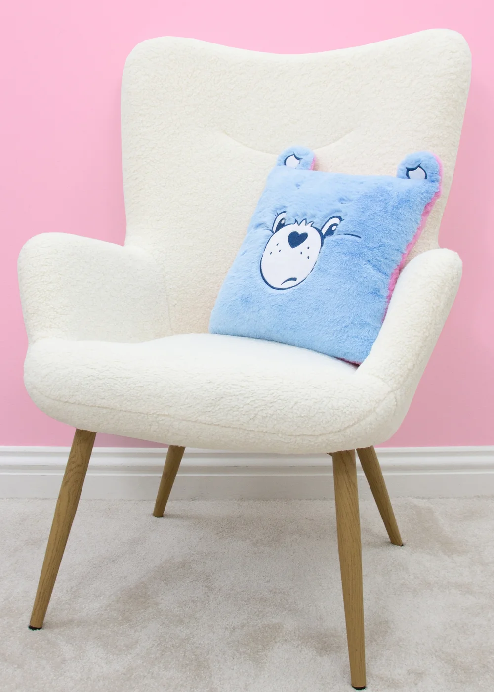 Care Bears Faces Pink And Blue Square Cushion With Ears - One Size Image 3