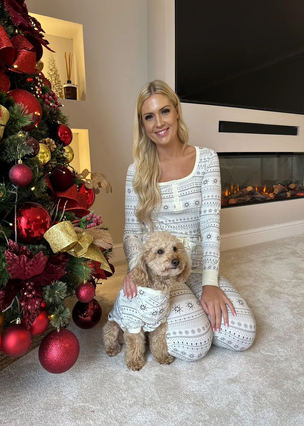My Christmas Pyjamas Cream Snow White Pet One-Piece Matching Pyjamas - Extra small Image 1