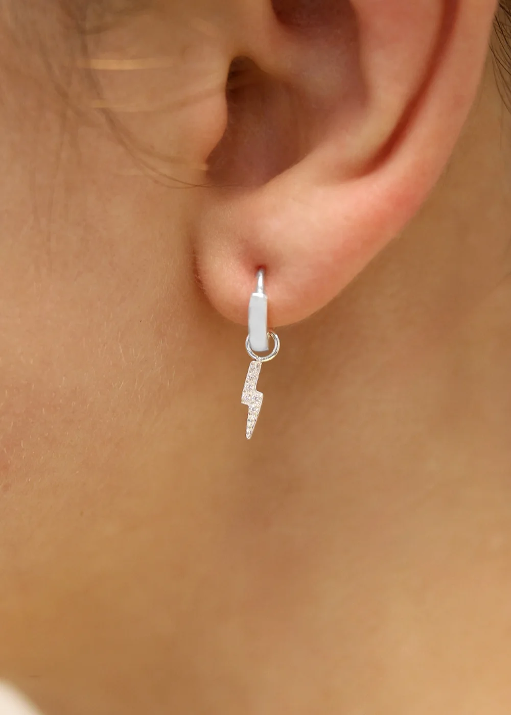 Say It With Silver Children's Lightning Bolt Earrings - One Size Image 2