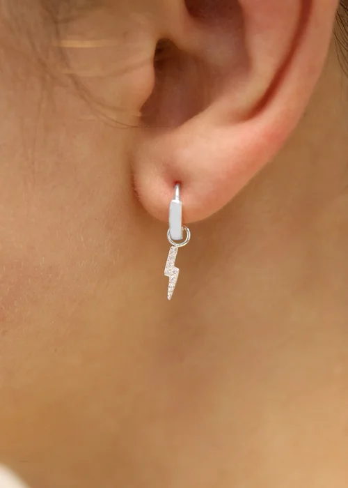 Say It With Silver Children's Lightning Bolt Earrings - One Size Image 2