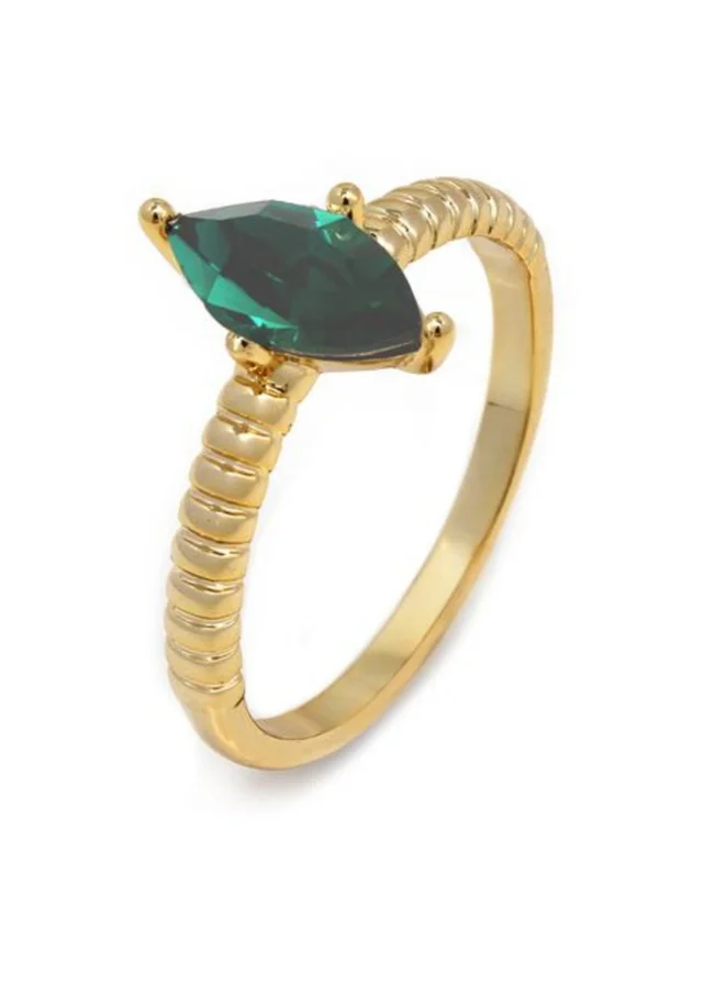 Say It With Large Yellow Gold Green CZ Wave Ring