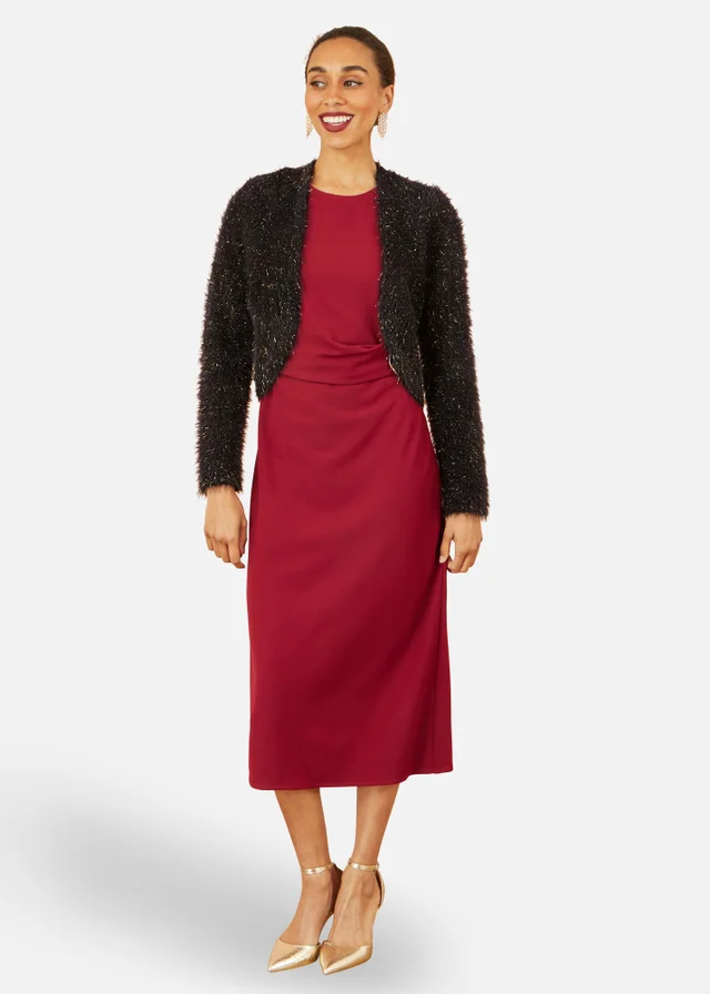 Yumi Black Metallic Fluffy Eyelash Bolero