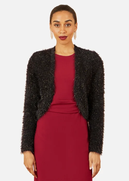 Yumi Black Metallic Fluffy Eyelash Bolero - Small Image 1