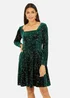 Yumi Green Star Foil Print Long Sleeve Skater Dress - 14 Image 1
